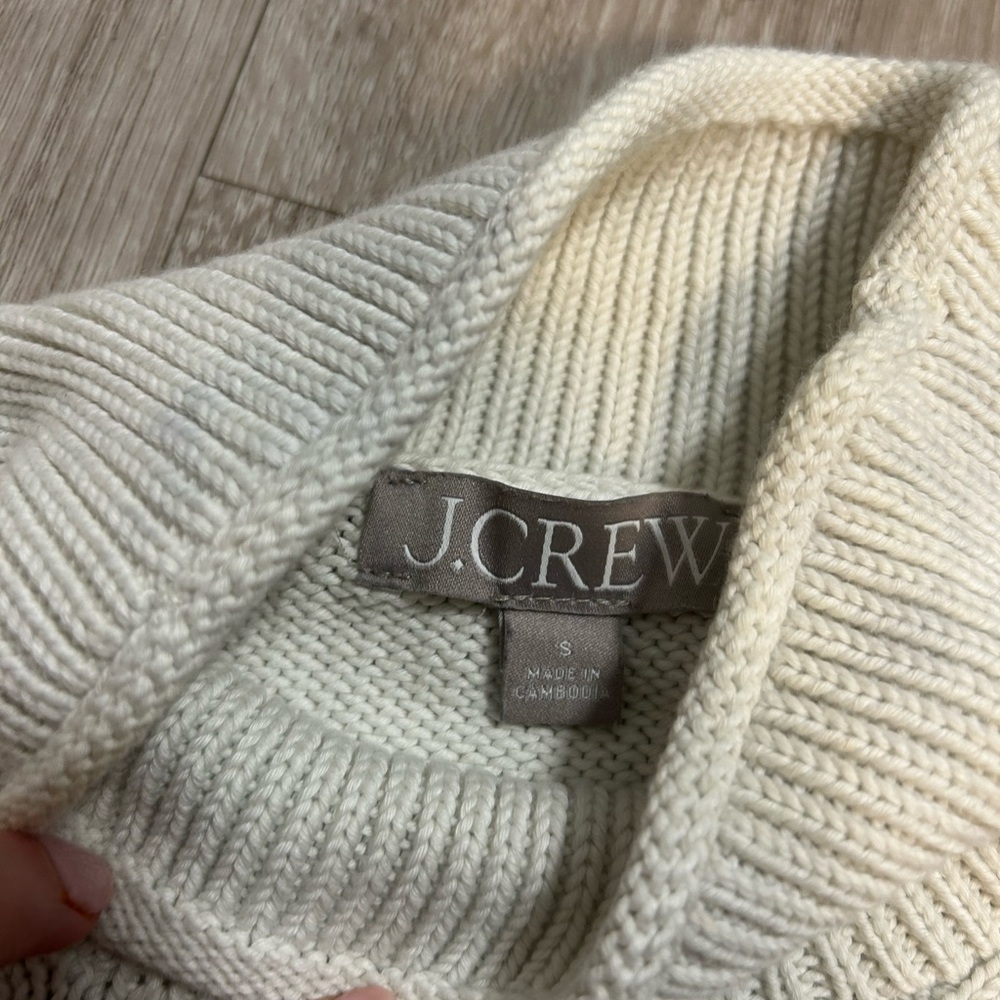 J. Crew Striped Rollneck Turtleneck Neck Sweater White & Blue Striped Sz Small - Picture 2 of 3